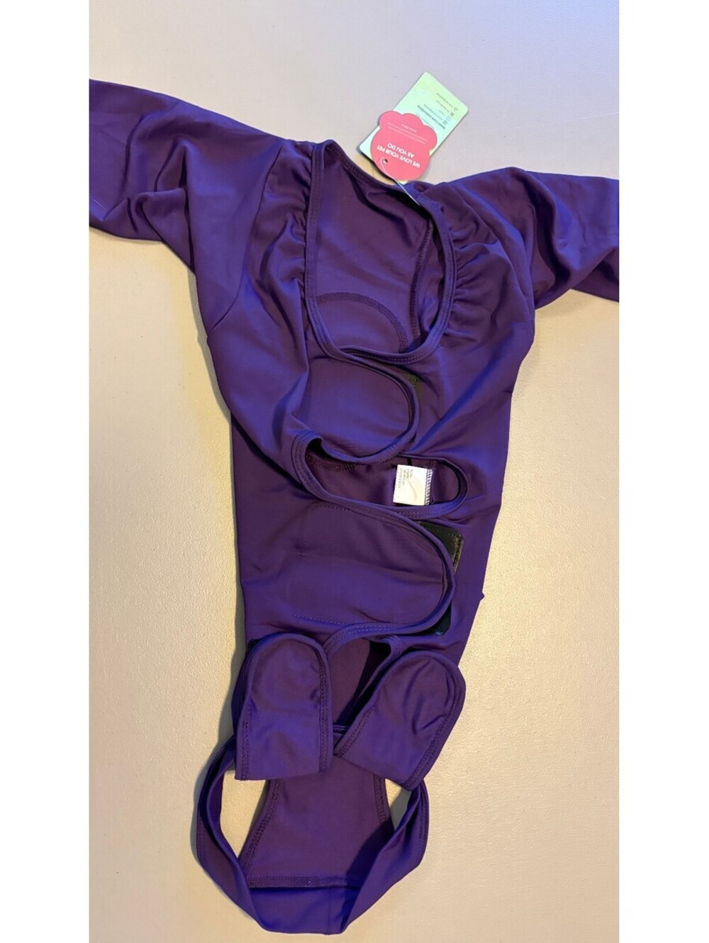 Kuoser Purple Nylon Spandex Pet Body Suit with Adjustable Sticky Straps NWT